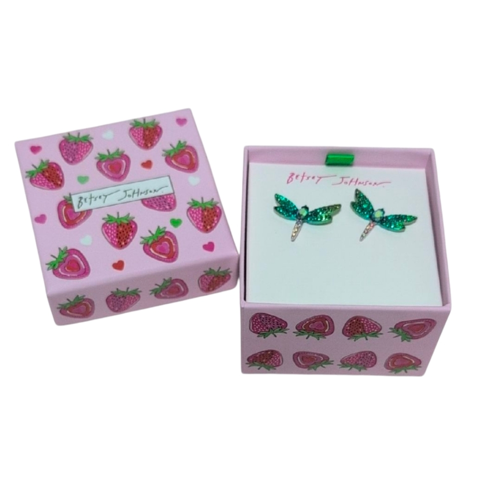 Betsey Johnson Garden Glam Dragon Fly Stud Earrings